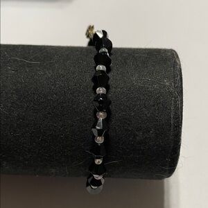 Black Faceted Bead Bracelet with Iridescent Accents